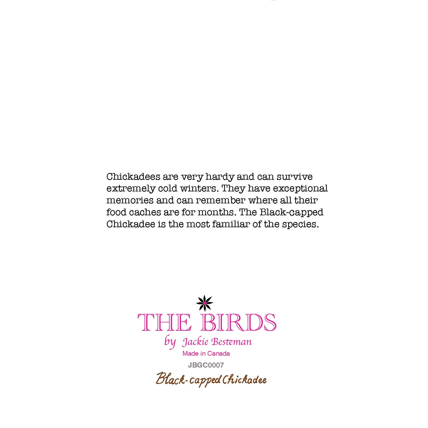 greeting card of chickadee bird red