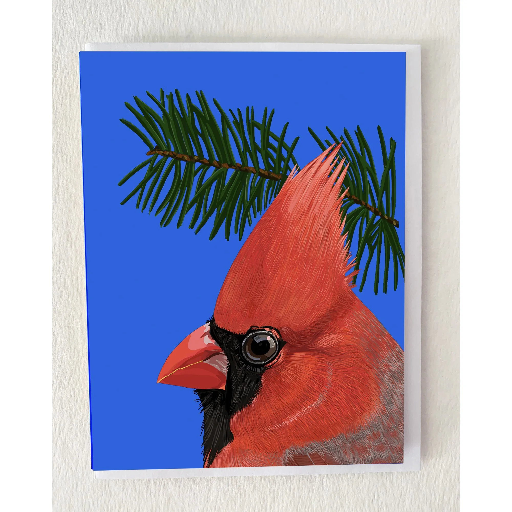 Red Cardinal and Pine Holiday Card