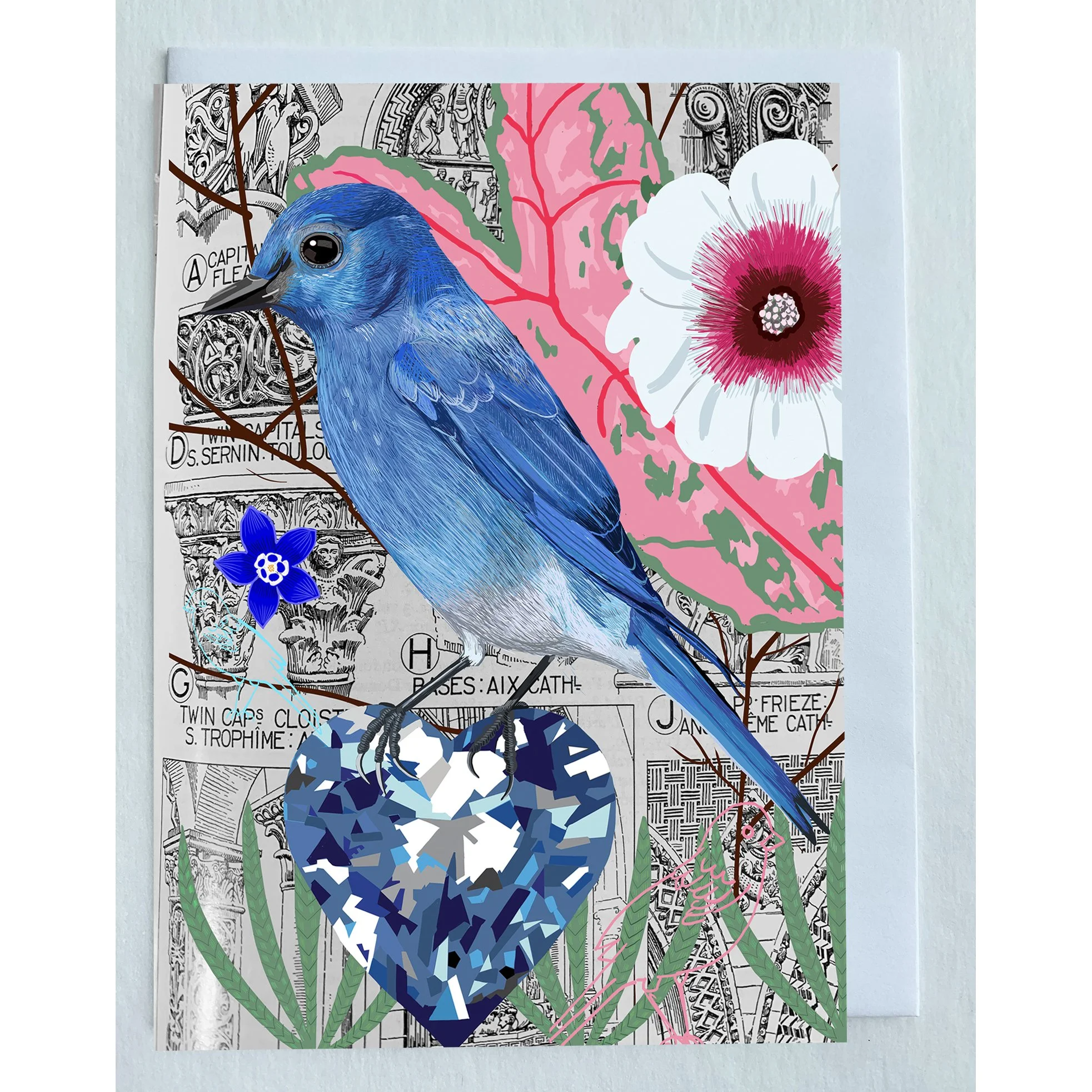 The Mountain Bluebird Collage Greeting Card
