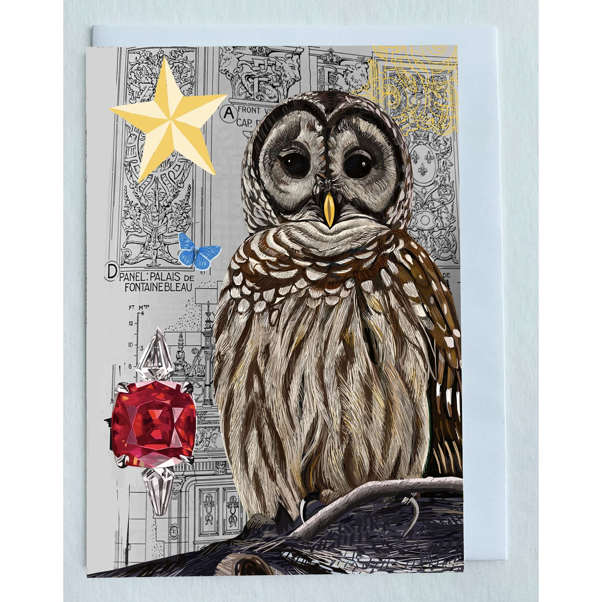 The Barred Owl Collage Greeting Card