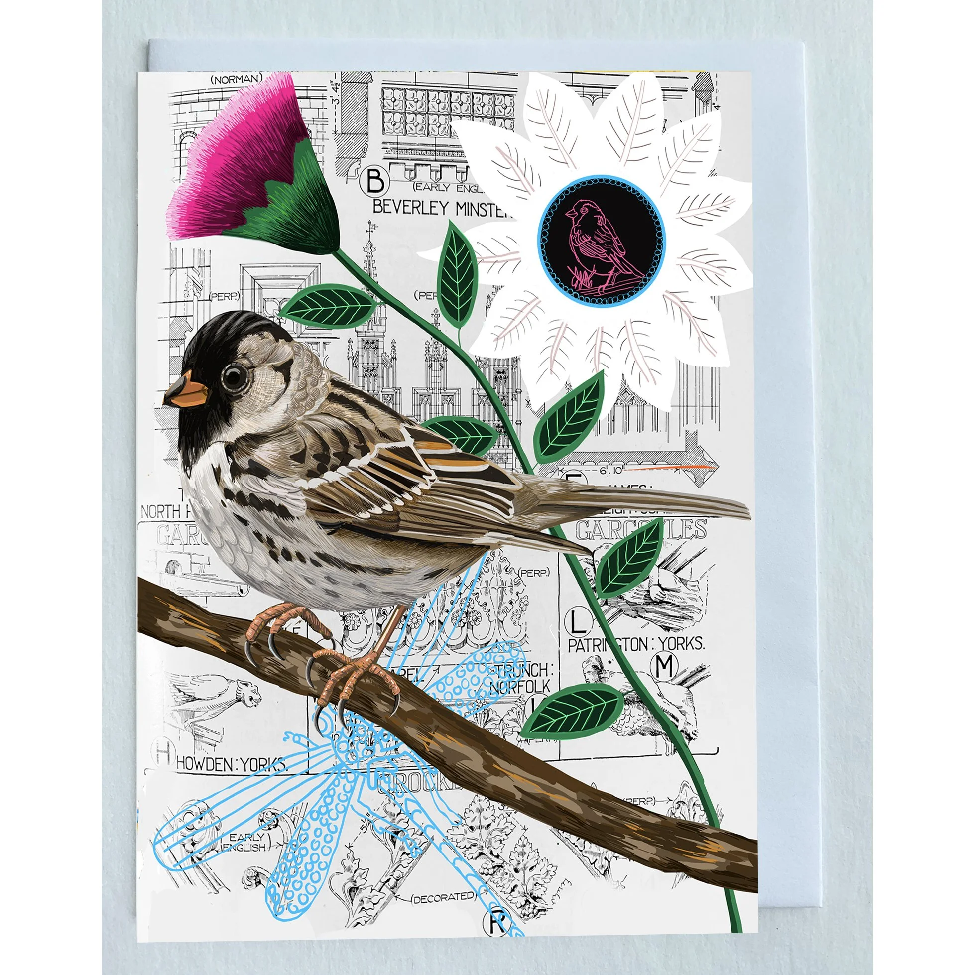 The Harris's Sparrow Collage Greeting Card