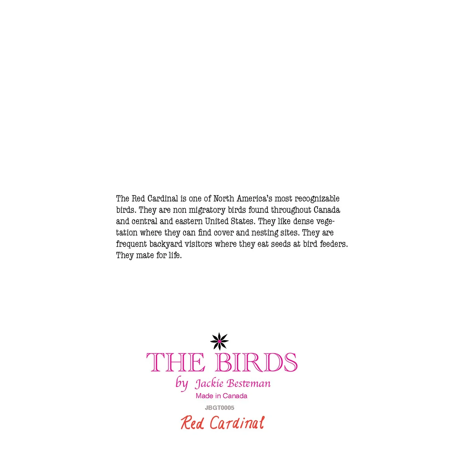 Greeting card red cardinal bird blue