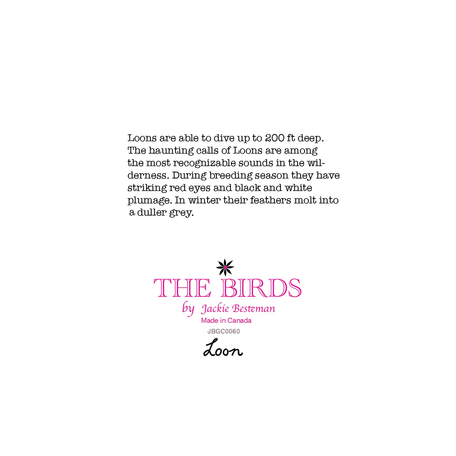 Greeting card loon bird pink