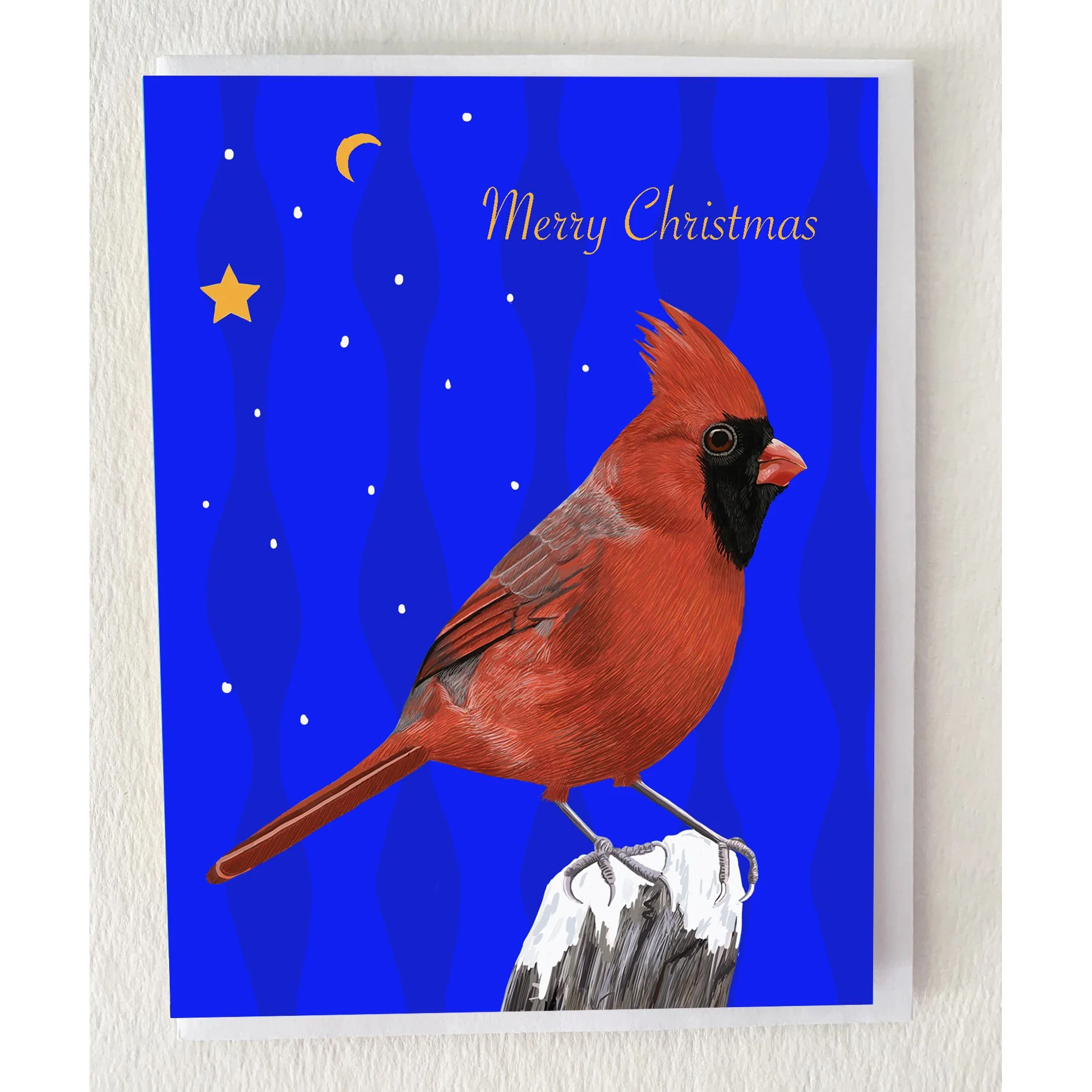 Red Cardinal Stars Holiday Card