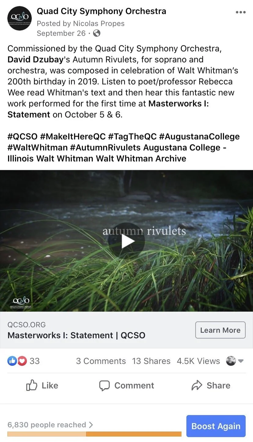 QCSO Social Media Post - Walt Whitman's Autumn Rivulets