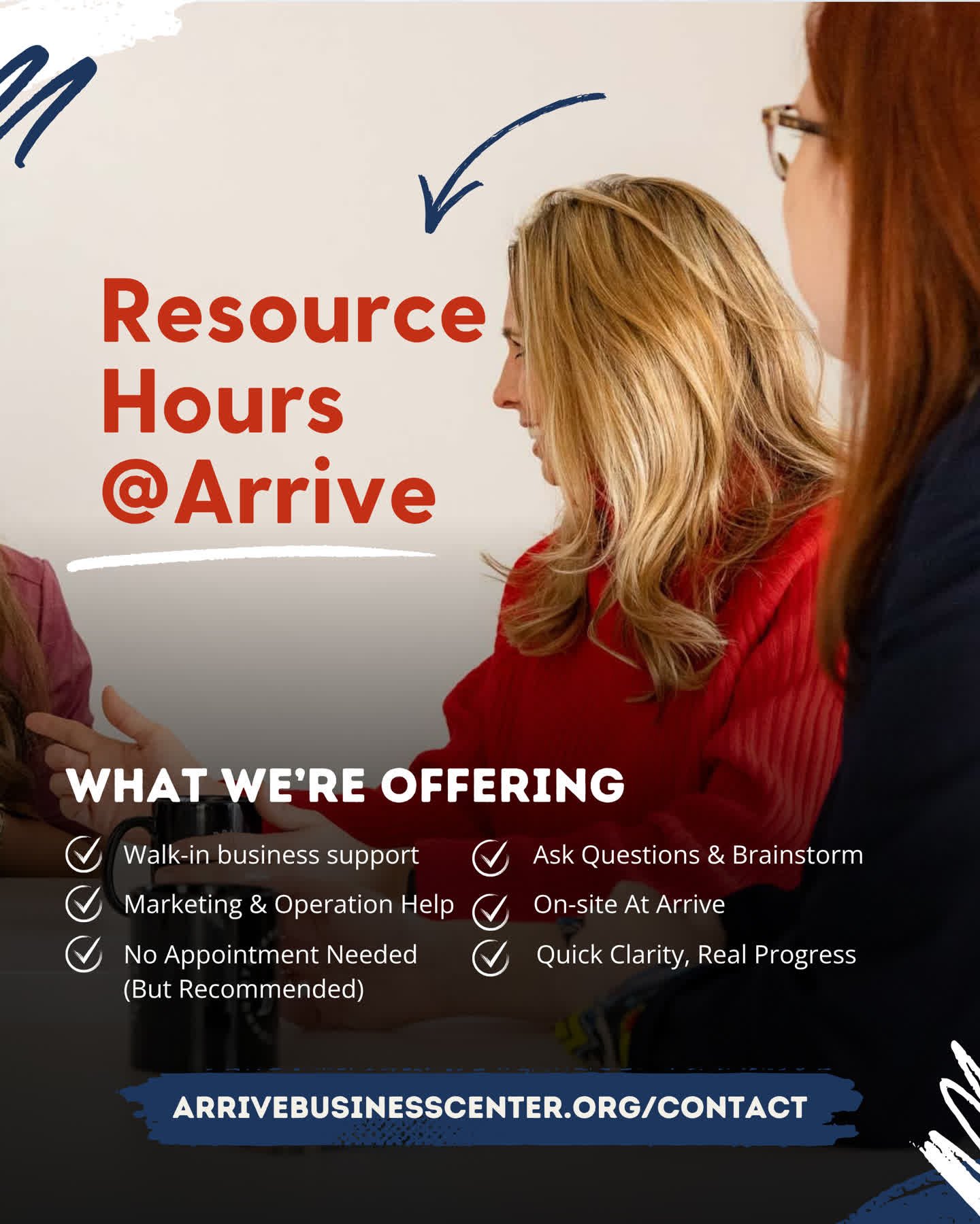 Resource Hours = your shortcut to clarity.
Whether it's marketing, backend systems, or just a fresh perspective&mdash;we're here to help you get unstuck and take action.
No appointment needed (but recommended).
📍At Arrive |🔗 Link to schedule is in 