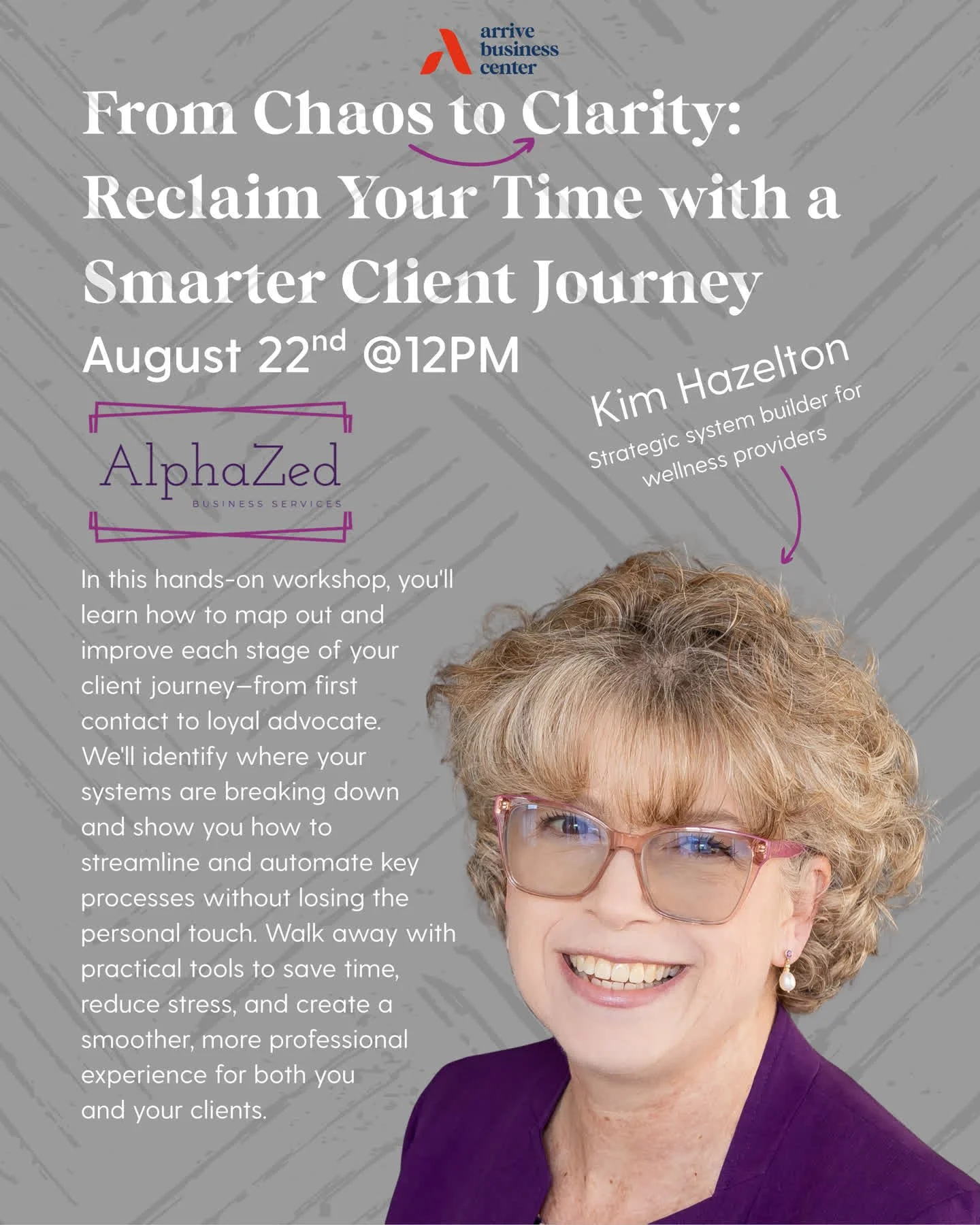 TOMORROW: Join us at Arrive for a powerful (and free!) workshop designed just for wellness professionals.
Over the lunch hour, Kim will help you identify where your client journey is breaking down and how to fix it.
💡Practical tools
🧘&zwj;♀️Less ch