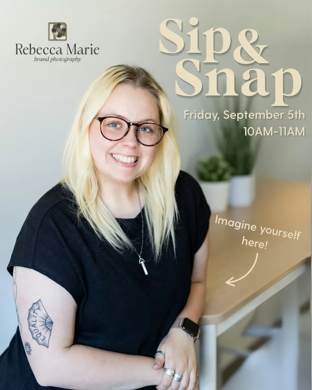 📸Two weeks out! Sip&amp;Snap is coming to Arrive on Friday, Sept. 5 from 10&ndash;11AM.
Coffee, community, and clean new headshots by Rebecca Marie, all in one morning.
If you've been meaning to update your photo (or get your very first one), this i
