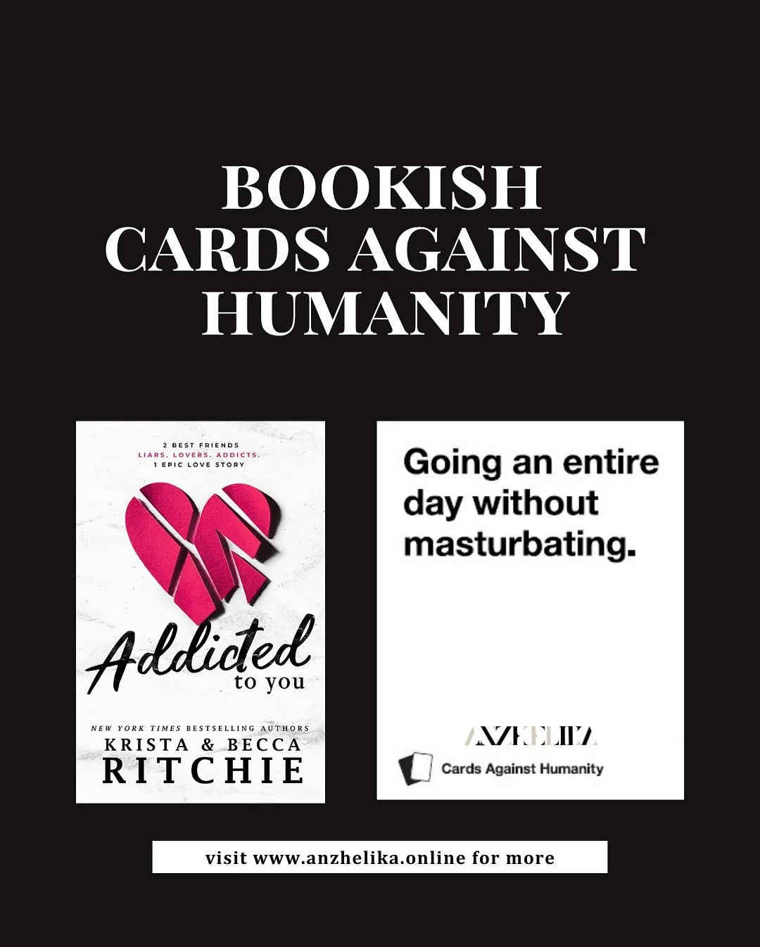 Romance books x Cards against humanity crossover; enough is said 😌
.
.
.
.
.
🏷️:
#newbookstagram #bookrecommendations #bookrecommendation #romancebooks #romancereader #contentcreator #bookstagrammer #bookstagram #indieauthor #romancelandia #addtoca