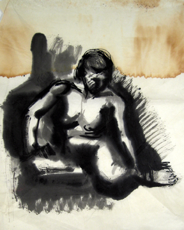   Description:   Abstract nude woman   Medium:   Ink on paper   Dimensions:    H: 22 in  W: 18 in 