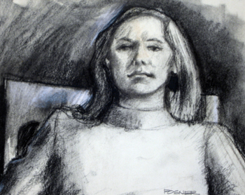   Description:   Woman looking straight on   Medium:   Charcoal and pastel on paper   Dimensions:    H: 7.5 in   W: 9 in 
