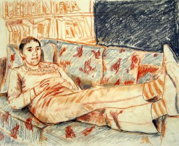   Description:  Katherine relaxing   Medium:  Pastel on paper   Dimensions:   H: 10.5 in  W: 13.5 in 