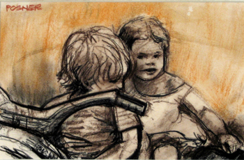   Description:   Kids playing   Medium:   Pastel on paper   Dimensions:    H: 5 in   W: 7.25 in 