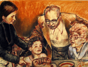   Description:  Celebrating a birthday with the grandparents   Medium:  Pastel on paper   Dimensions:   H: 11 in  W: 14 in 