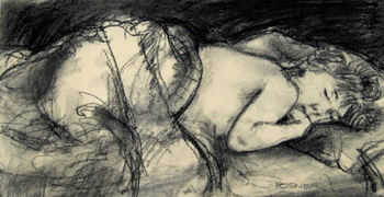   Description:  Girl sleeping   Medium:  Charcoal/pastel on paper   Dimensions:  H: 6.75 in W: 13 in 