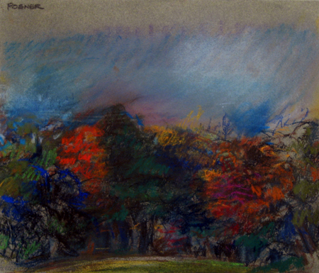   Description:   Fall landscape   Medium:   Pastel on paper   Dimensions:    H: 10 in  W: 11.5 in 