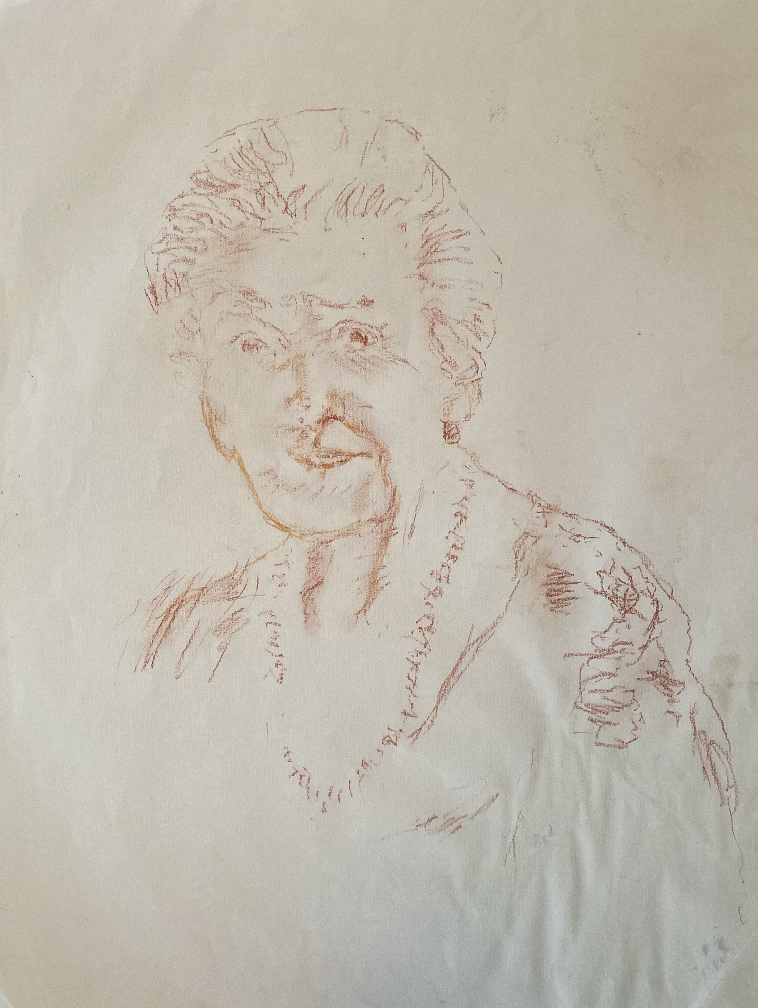   Description:   Portrait of older woman   Medium:   Pastel on paper   Dimensions:    H: 25.5 in   W: 19.5 in 