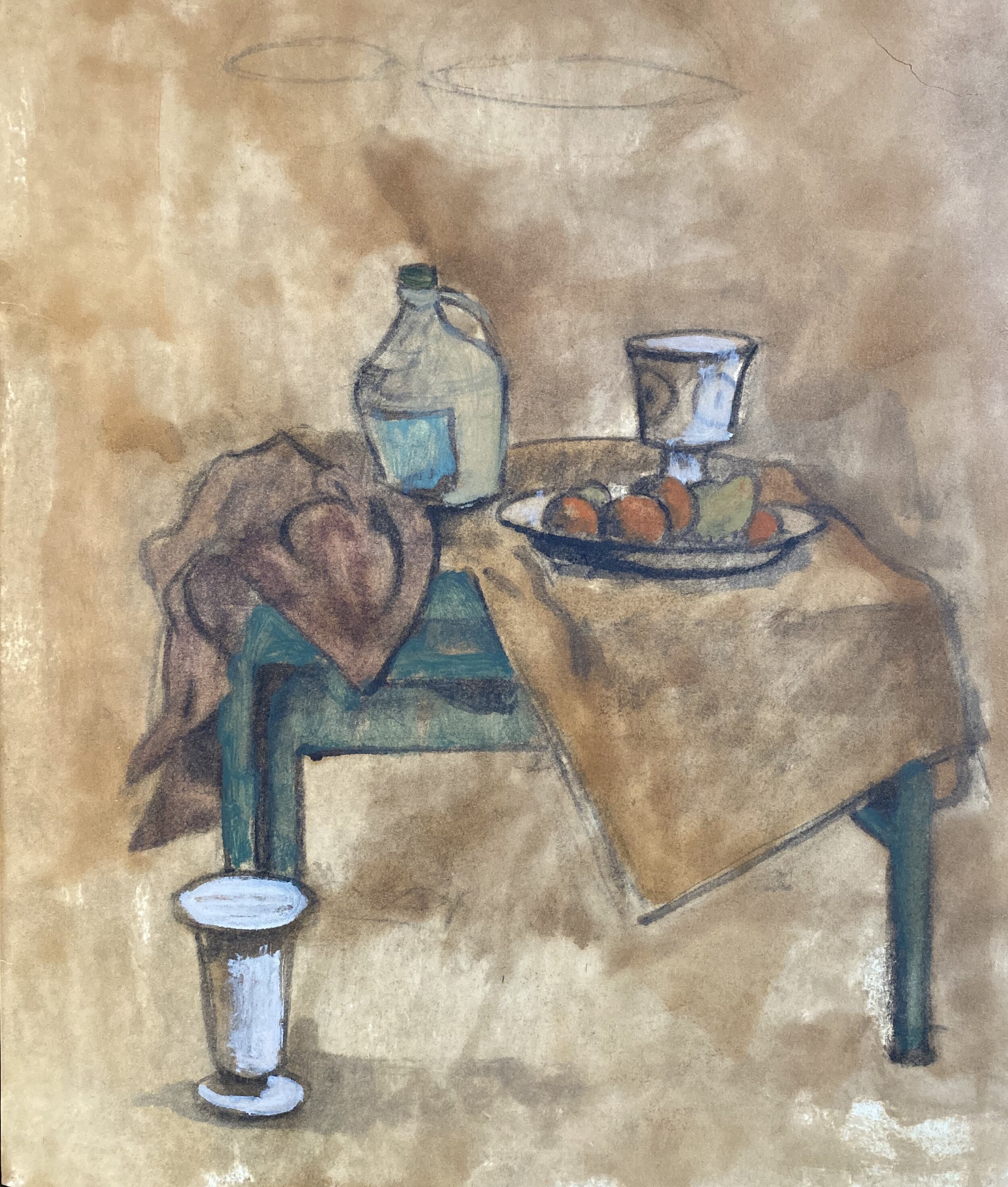   Description:   Still life   Medium:   Pastel and paint on paper   Dimensions:    H: 17 in   W: 14 in 