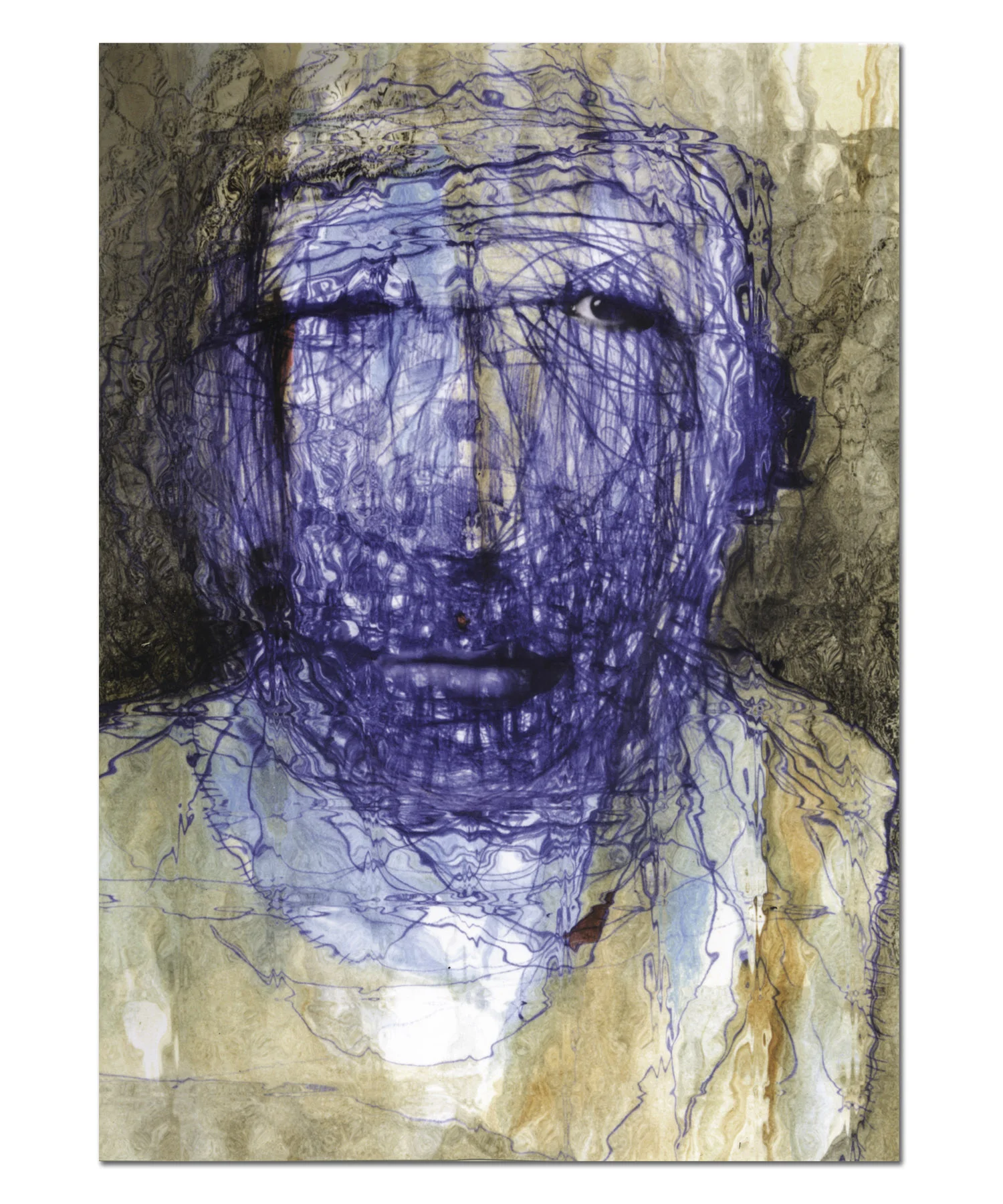Blue Mask Ballpoint pen and watercolor on paper. 9 x 12 in. *Private collection