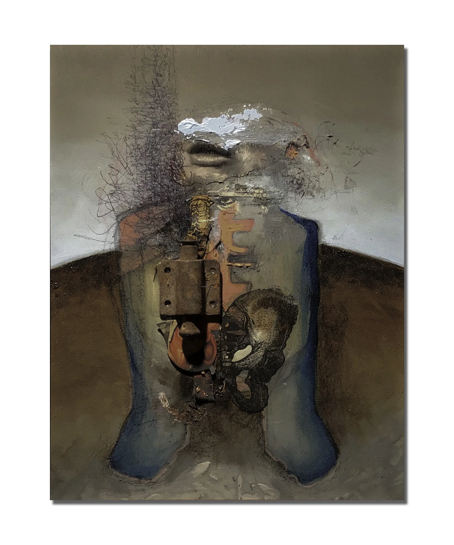 Stand and Rant Mixed media with discarded objects on board. 10 x 12 in.