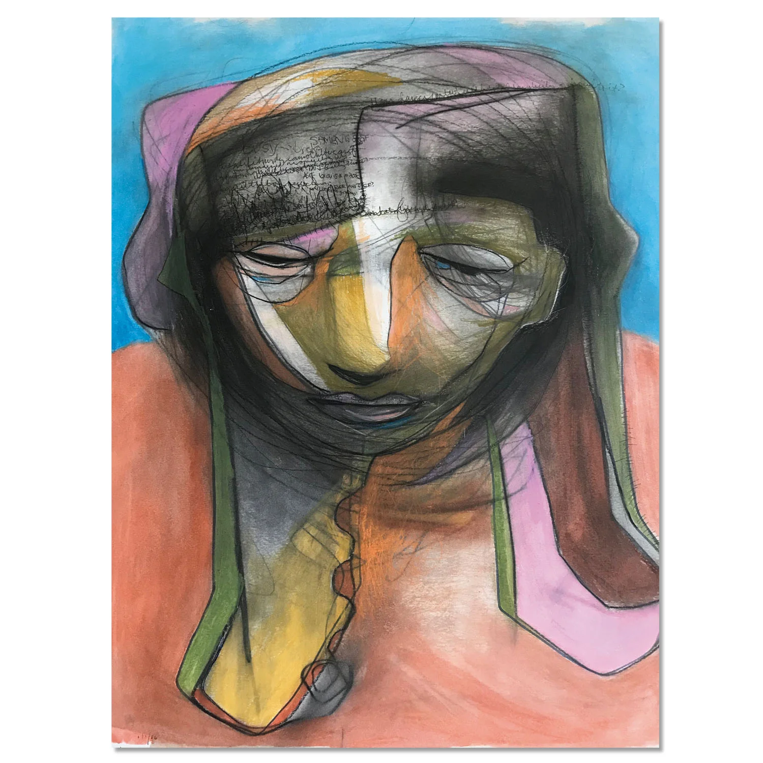 Clarity Pencil with oil pastel on paper. 18 x 24 in.
