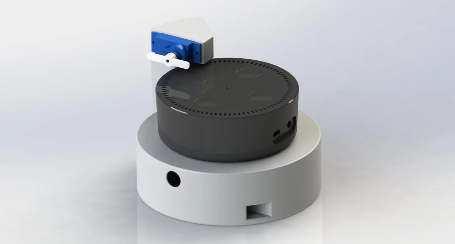 3D model of housing with servo and Amazon Echo