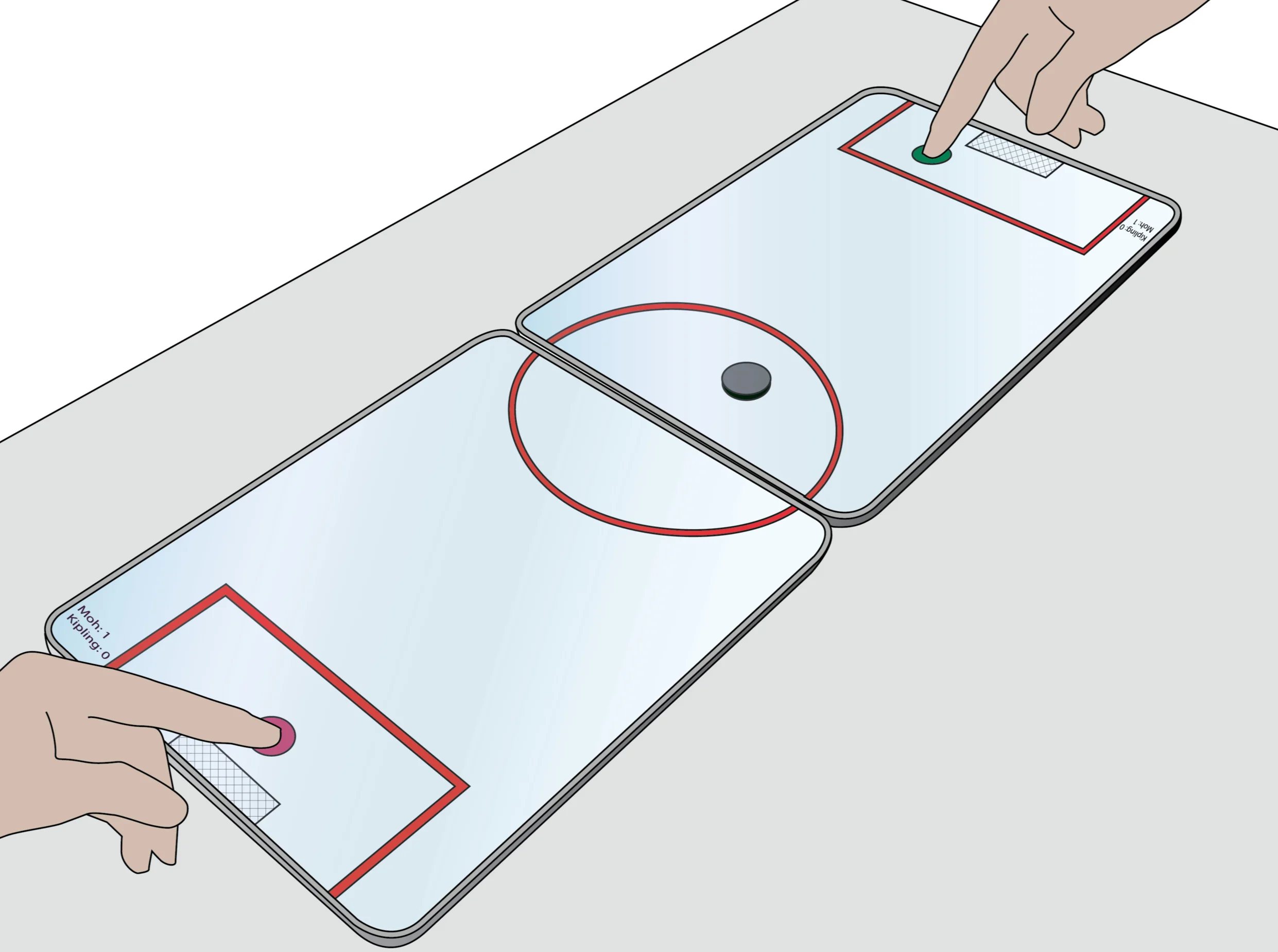 Tiled tablets table hockey concept