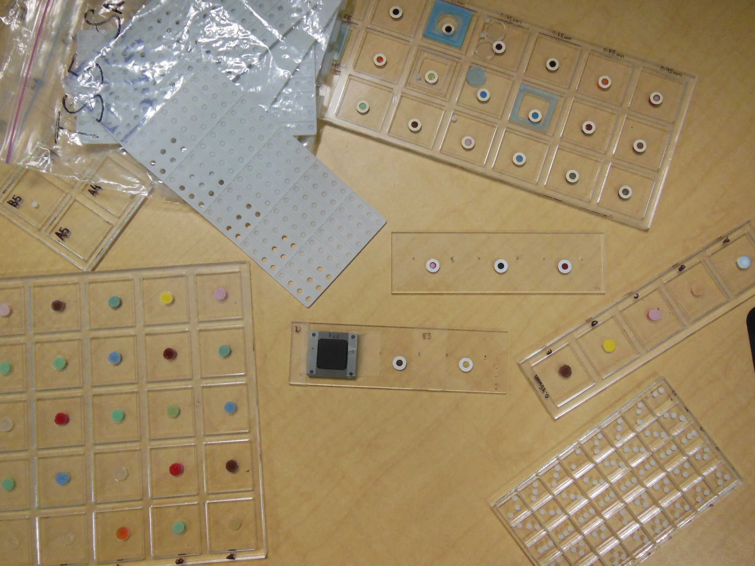 A potpourri of DOE endstops used to heuristically evaluate the bottoming out feel of various keys at various lengths of travel.