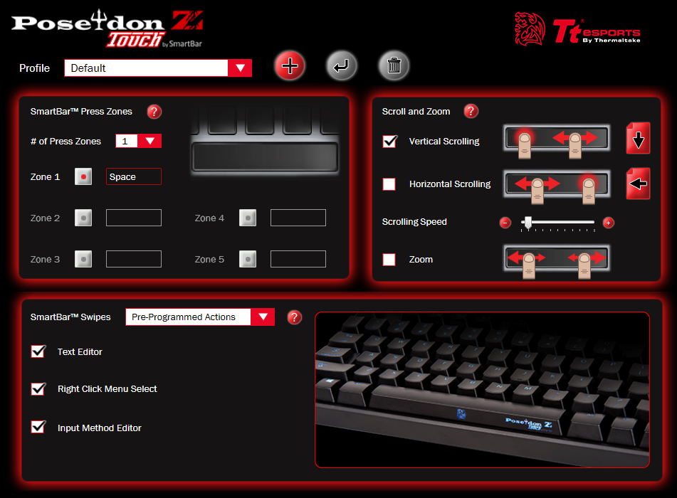SmartBar Gaming adapted for the Poseidon Z Touch Keyboard