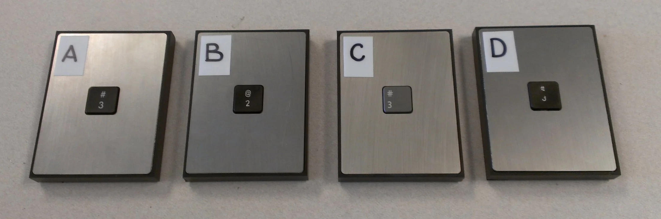 Keys for testing perceived single key feel.