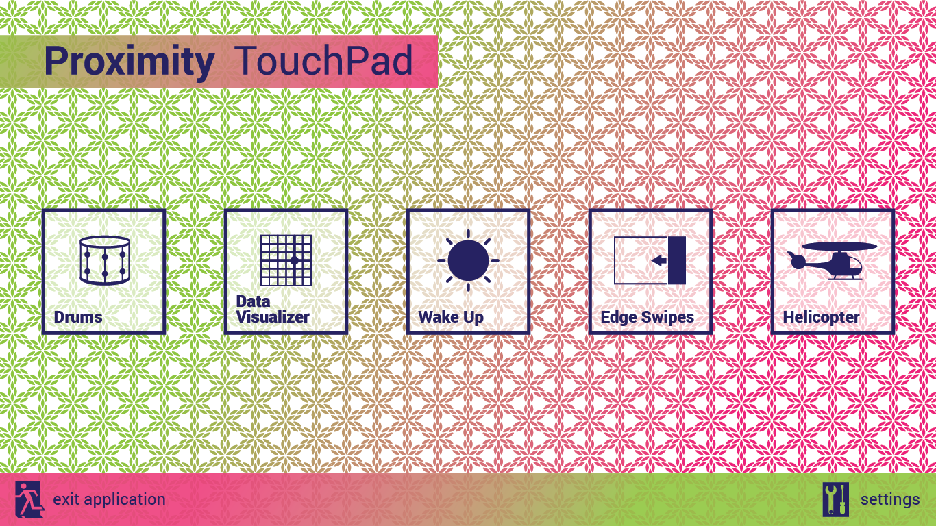 Orzo Demo: The UI for the Orzo Proximity touchpad demo.