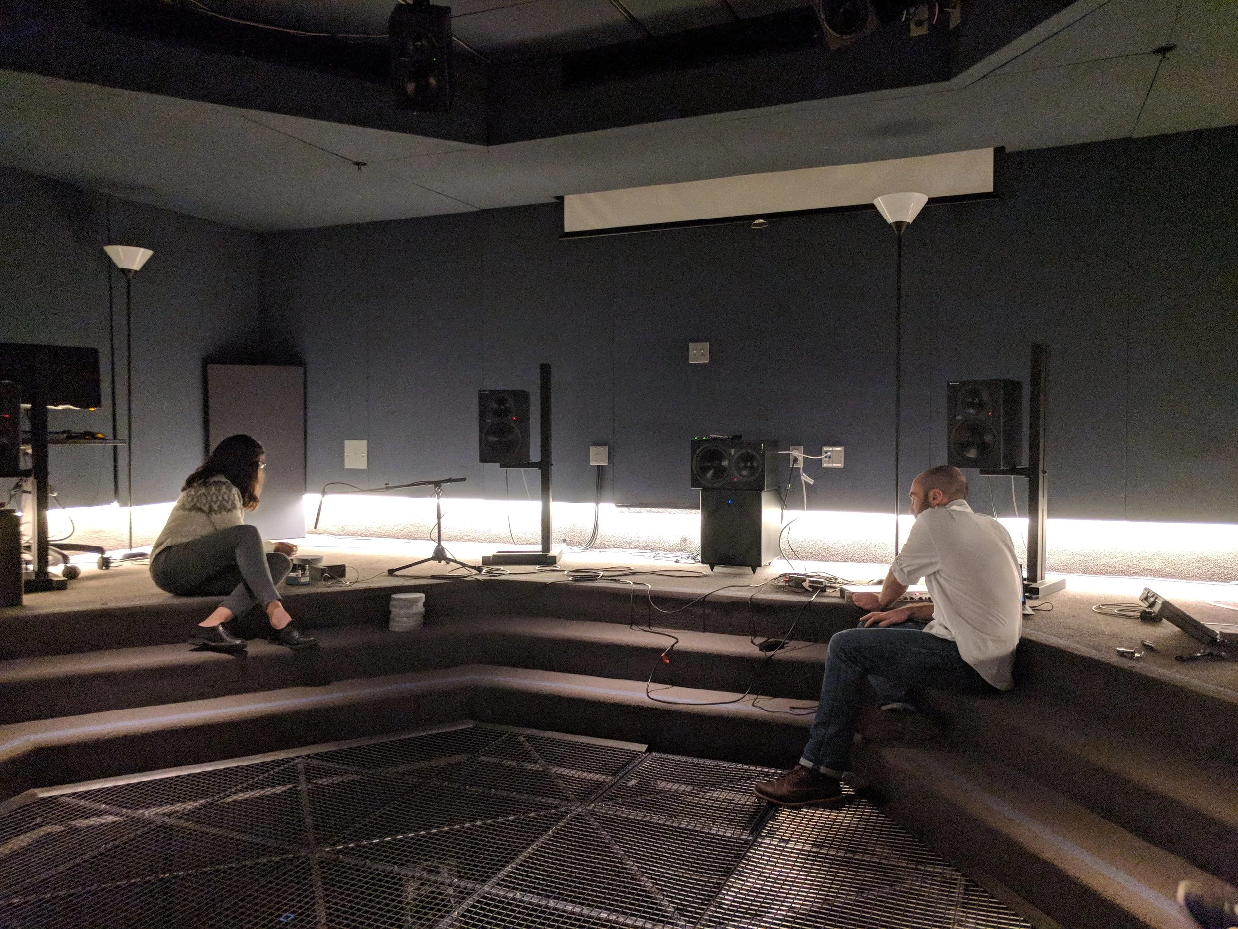 Gathering data from a 3D printed drum in CCRMA’s isolation chamber.