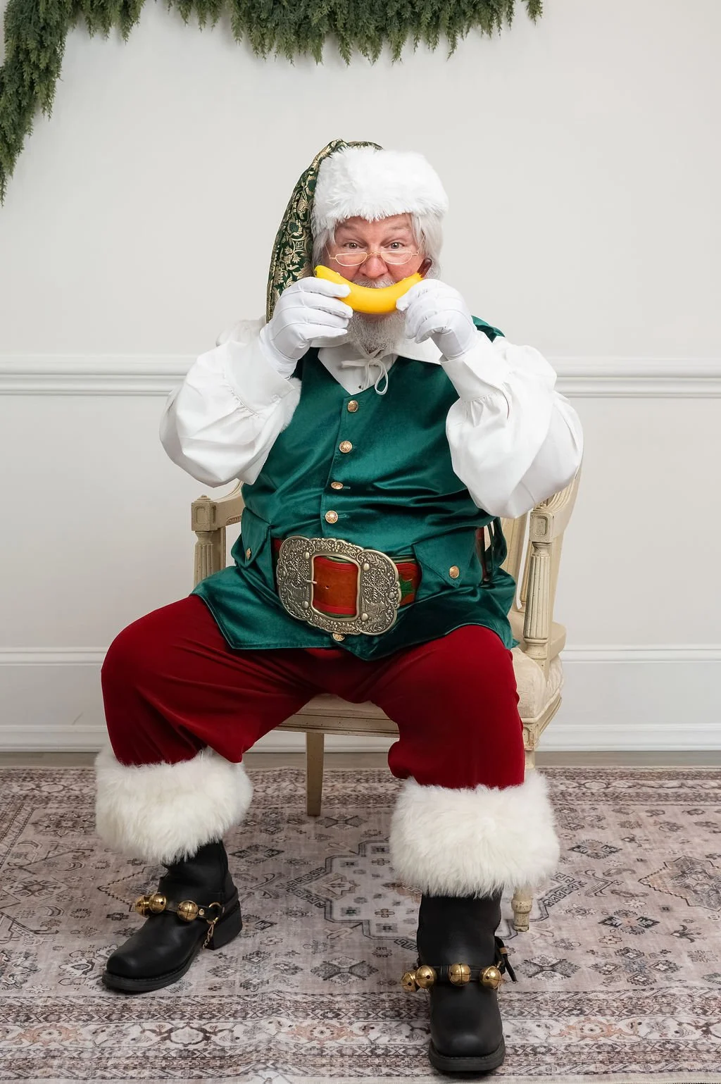 Santa during a Christmas mini session at Mia Rose Photography in Cornelius, NC.