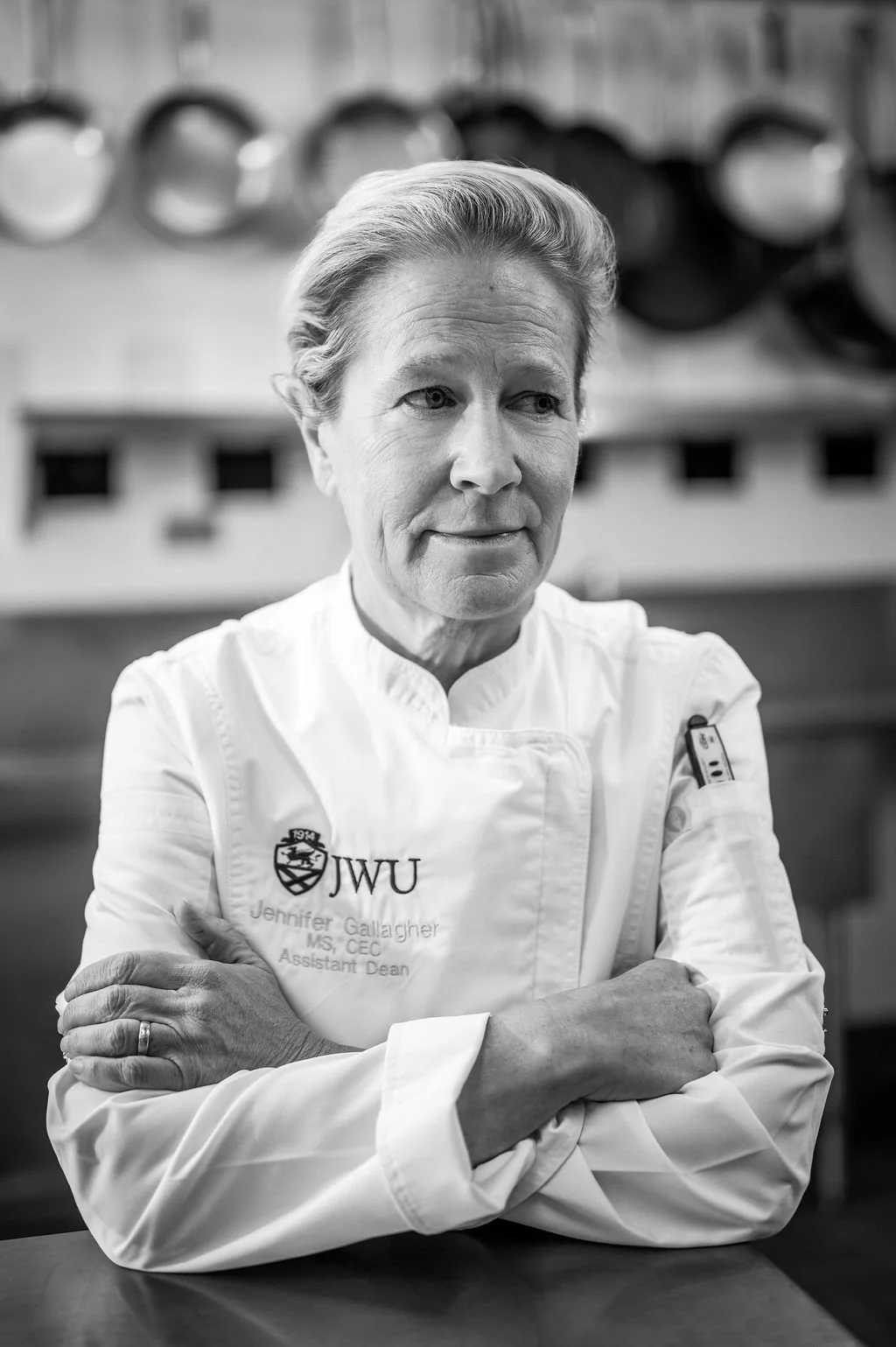 Professional environmental portrait of a chef in a commercial kitchen at Johnson & Wales University in Charlotte, NC.