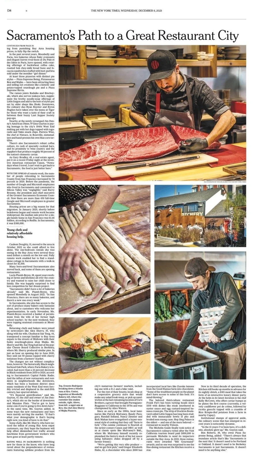  The New York Times Food Publication December 6 2023. Sacramento’s Path to a Great Restaurant City. 