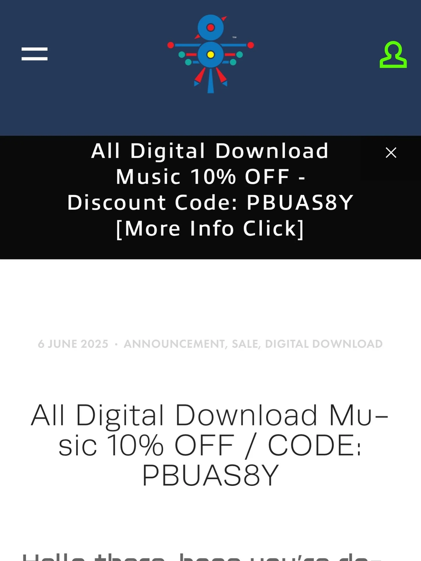Hello there, hope you’re doing well. Our all Digital Download Music is now available 10% OFF Sale on our web store! Details on the News page on our official website. Please visit and read the details of this Sale if you’re interested in.