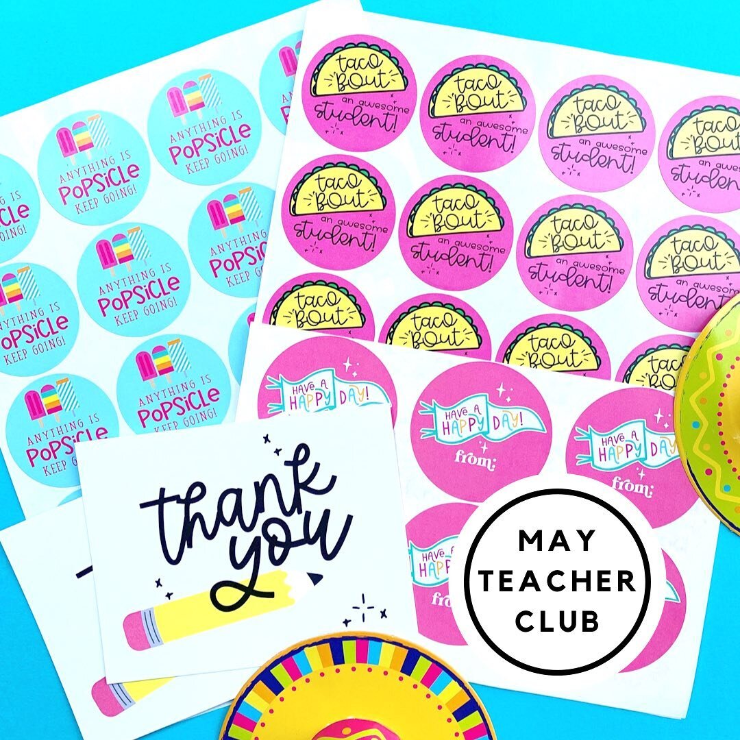 May is always so fun so I wanted to create a Teacher Club set that had that vibe! My favorite thing are the thank you postcards for all the teacher gifts at the end of the year that can be sent in the summer! Which is your favorite this month?