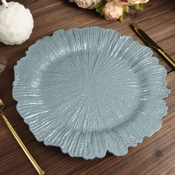 Dusty Blue Reef Design Charger