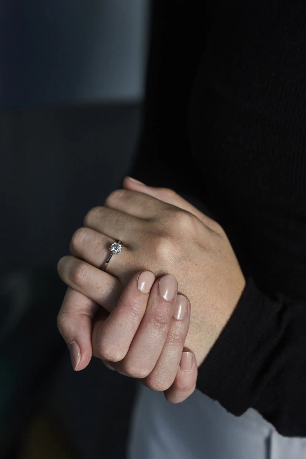 Lady's hands with engagement ring