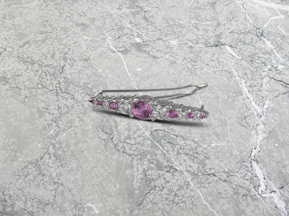 Vintage style sapphire and diamond hair clip