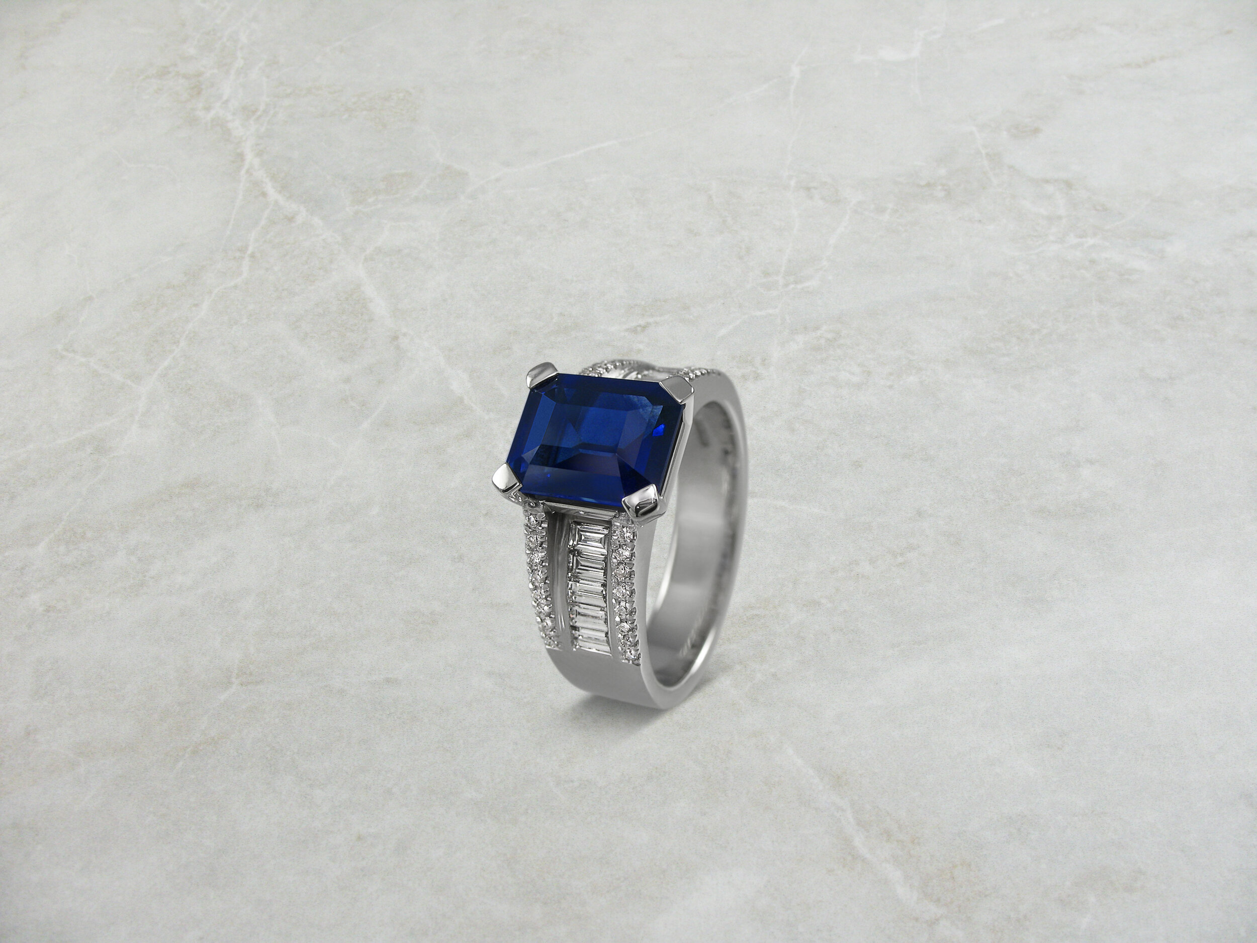 Chunky sapphire and diamond ring 
