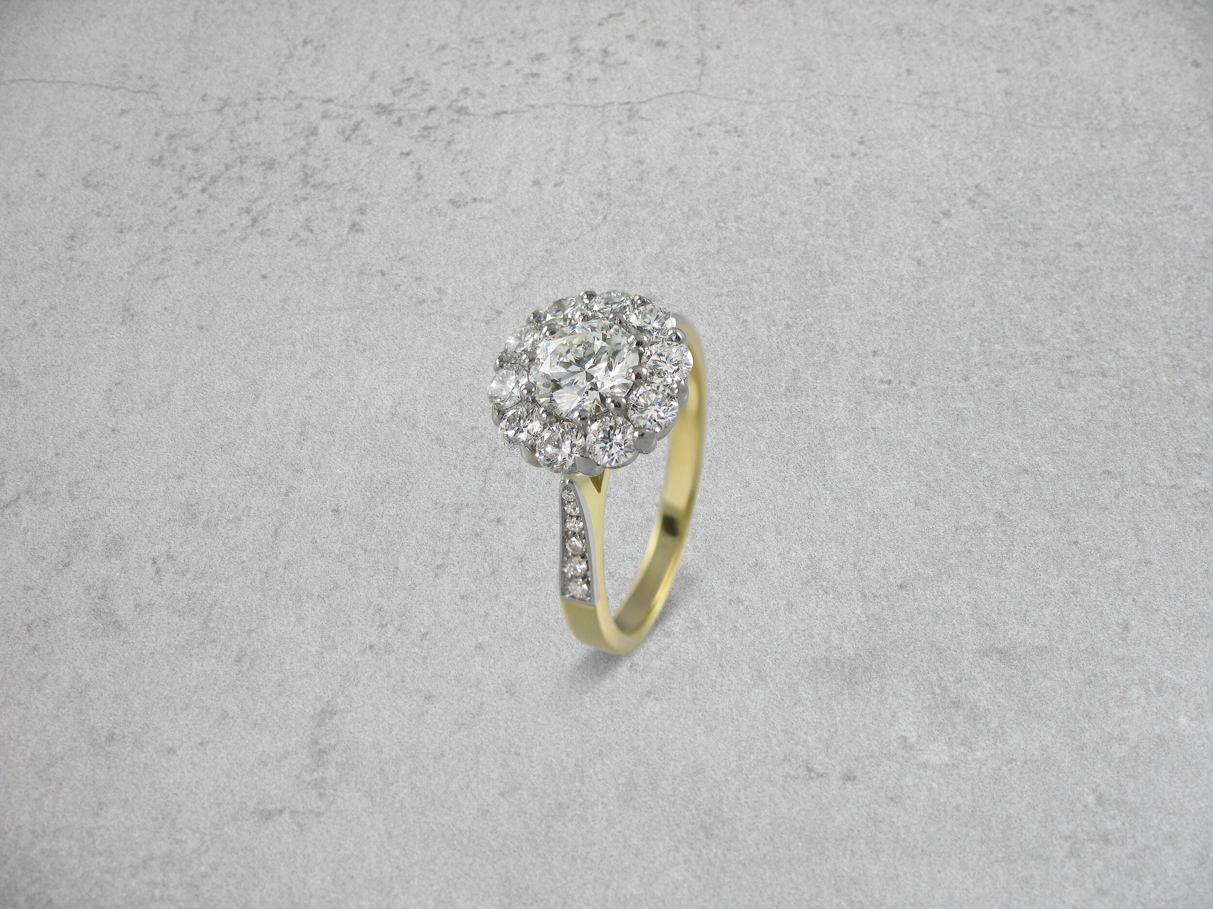 Vintage style diamond halo ring