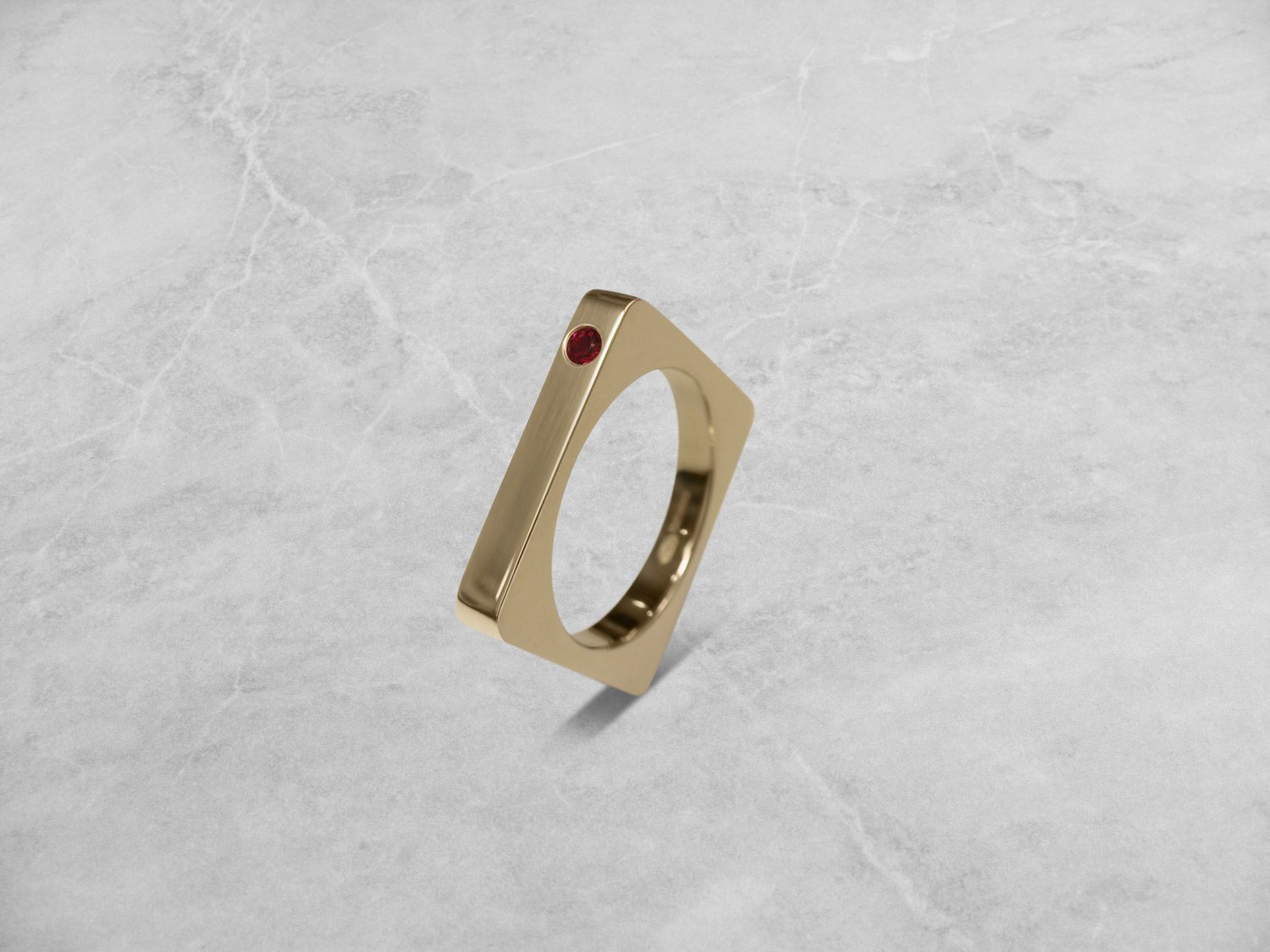 Contemporary ruby and rose gold wedding ring
