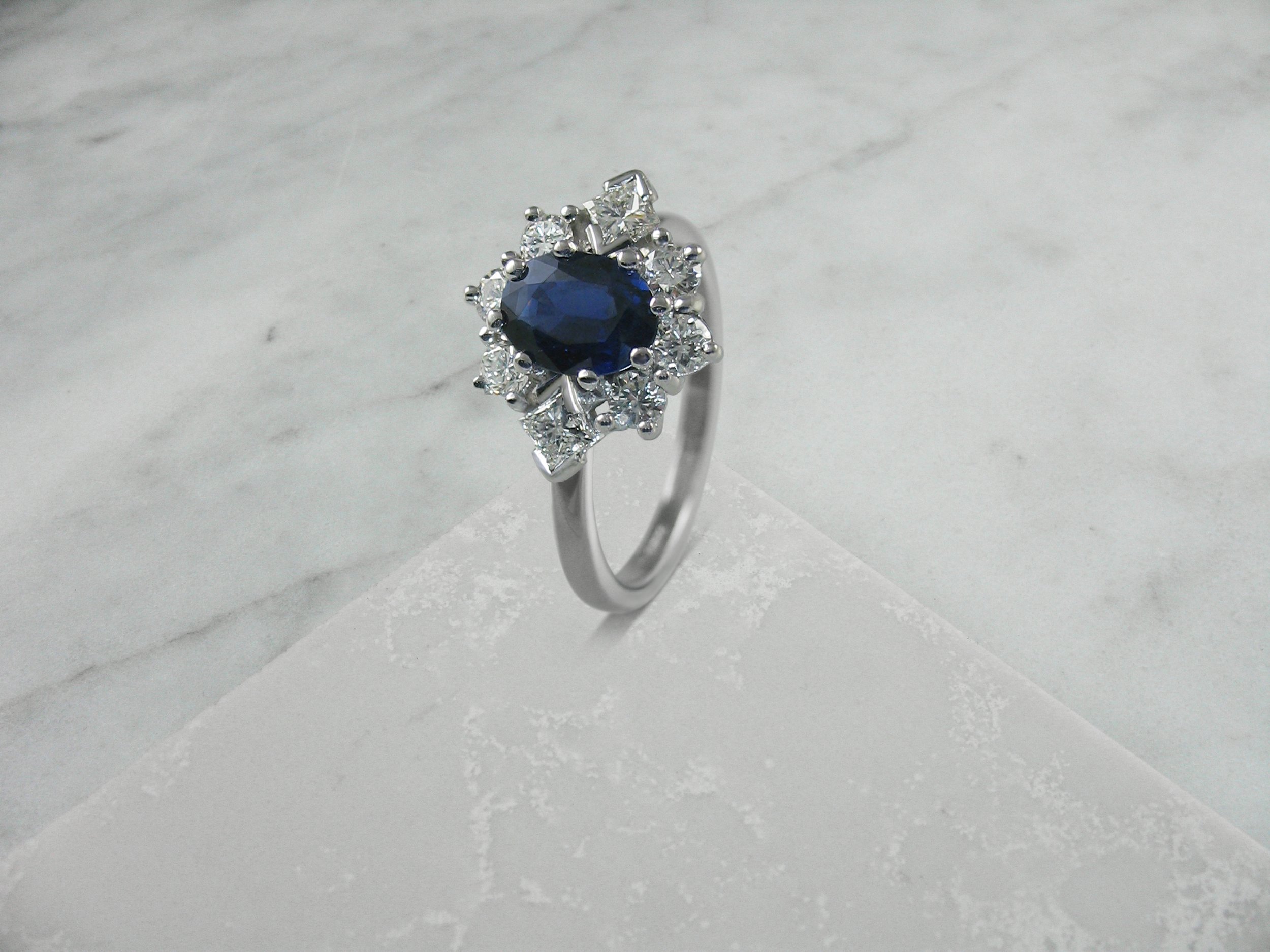 Blue sapphire cluster ring