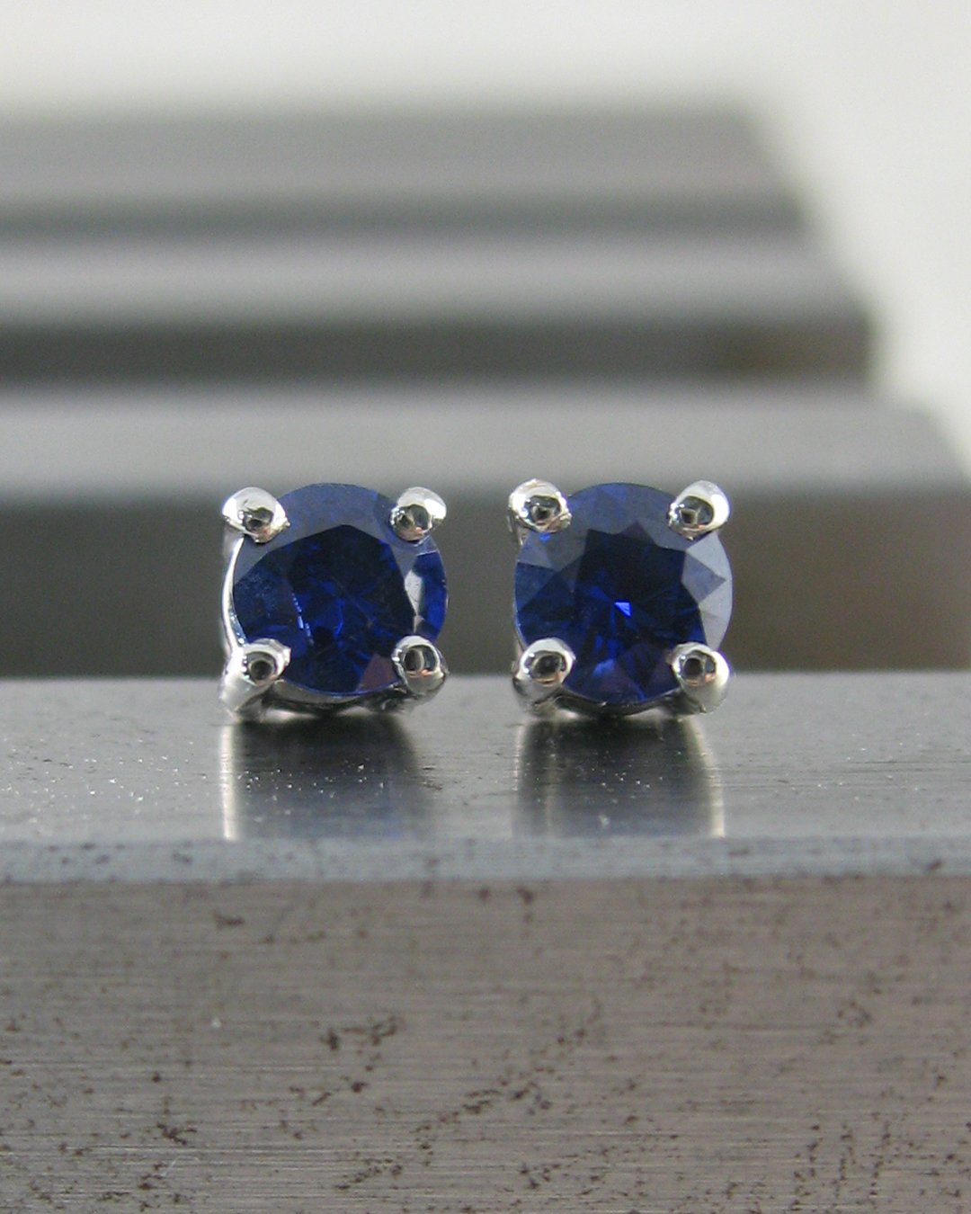 A pair of beautiful sapphire stud earrings