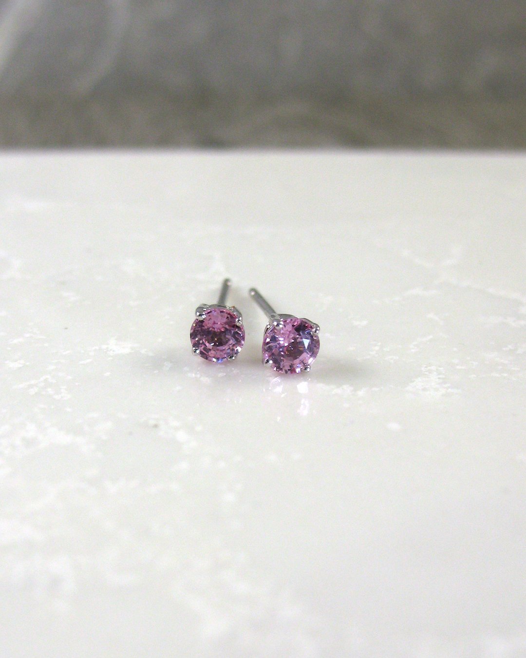 A stunning pair of pink sapphire stud earrings