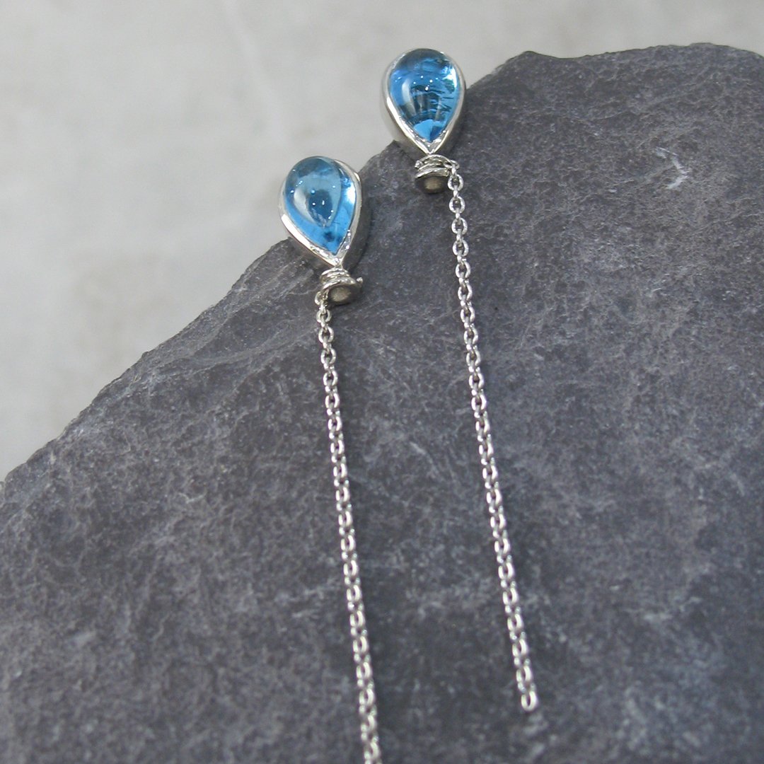 Bespoke balloon themed aquamarine earrings