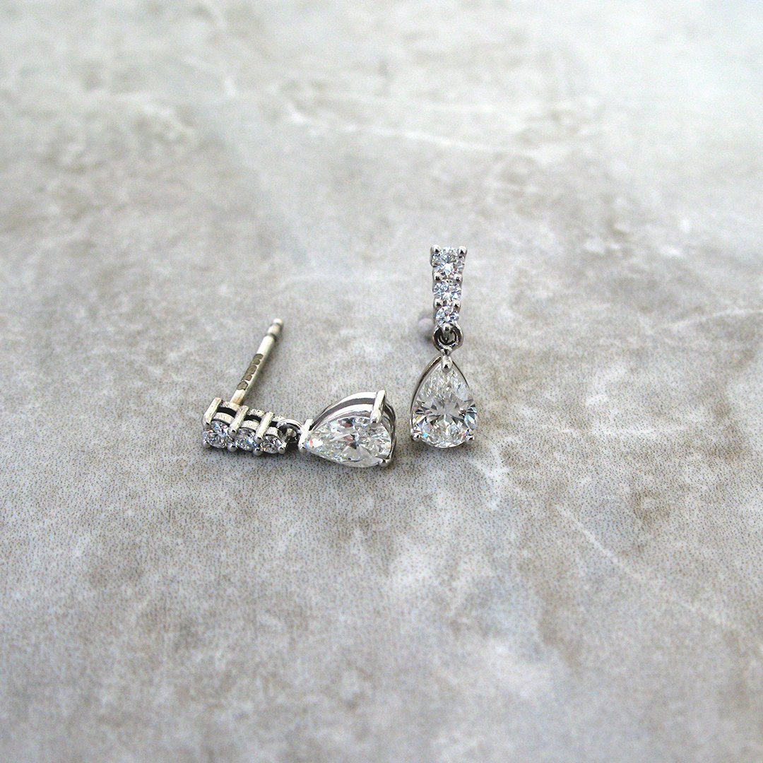 A pair of beautiful custom diamond drop earrings