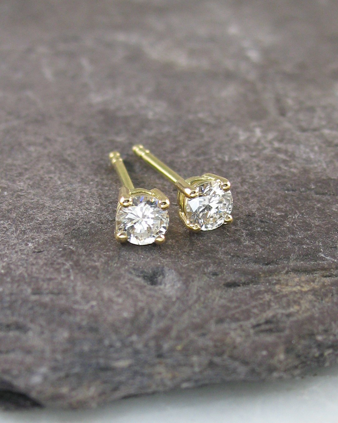 A classic pair of diamond stud earrings