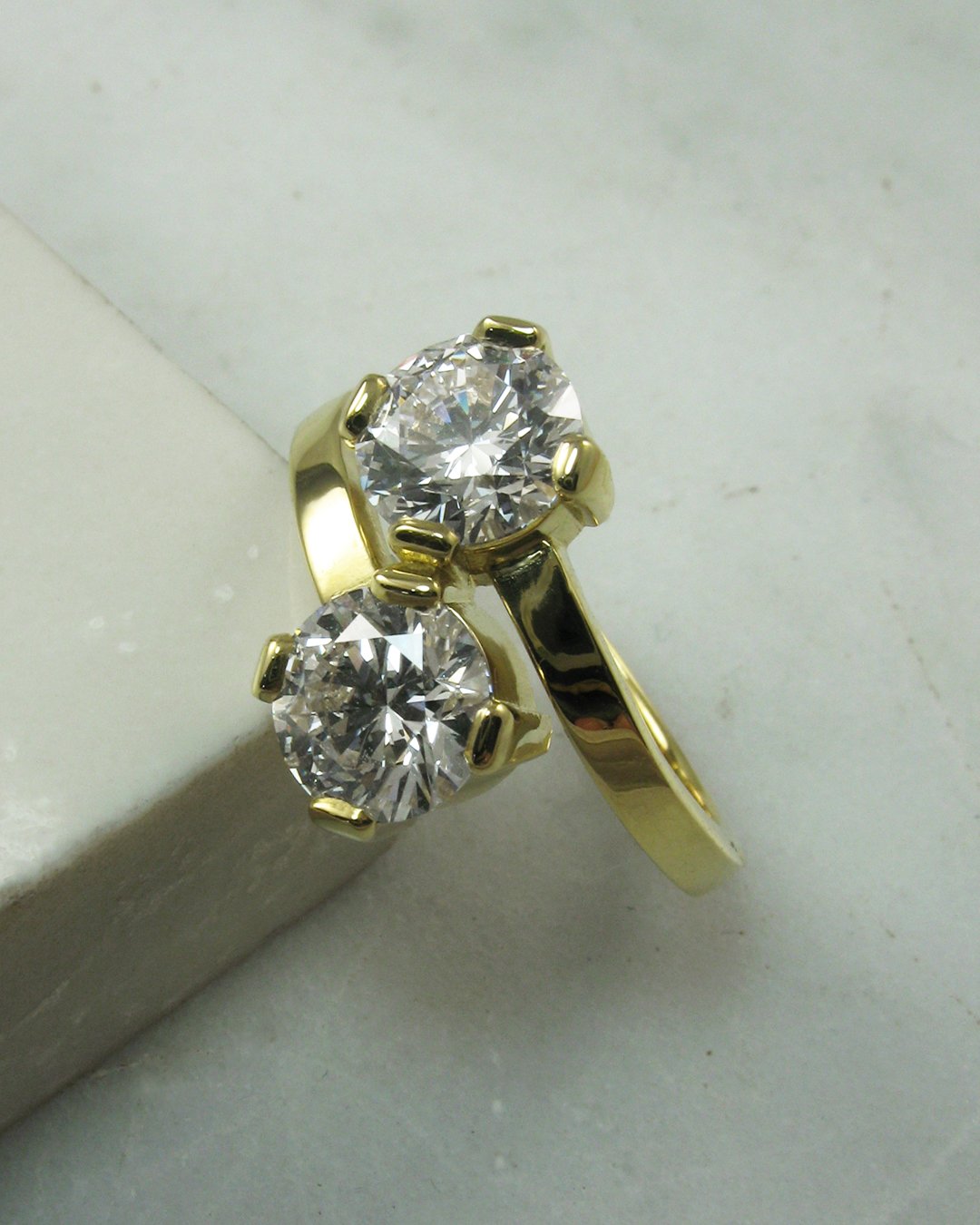 A beautiful two stone twist diamond ring